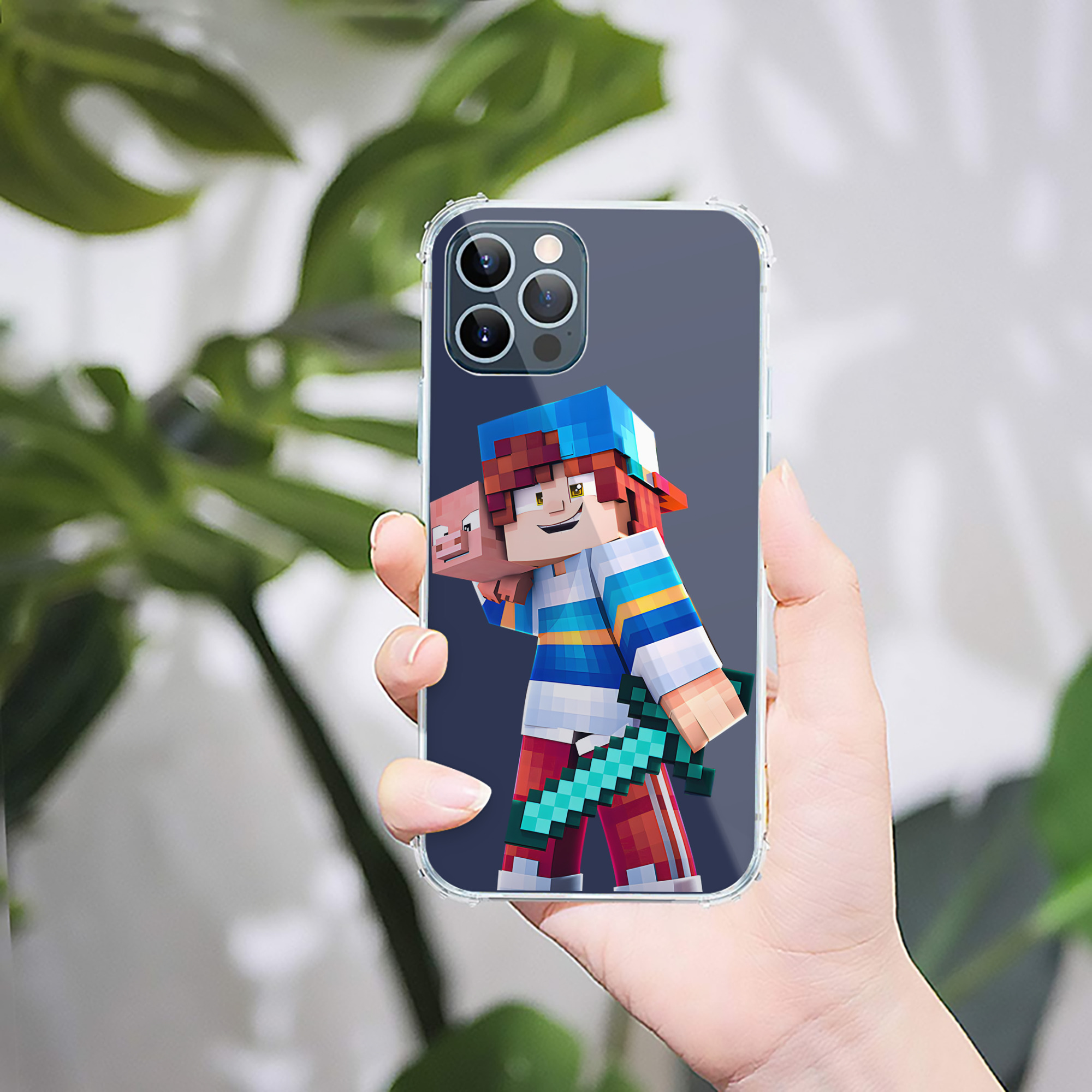（画像用） マインクラフト ブロックの世界 Minecraft MC Block world 【iPhone 12シリーズ対応】透明スマホケース（クリアソフトケース）